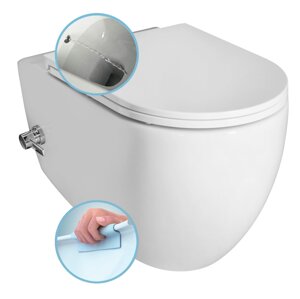 Isvea INFINITY CLEANWASH závěsná WC mísa Rimless, integrovaný ventil a bidet. sprška, 36,5x53cm, bílá