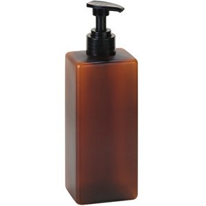 Bemeta Design Plastová láhev hranatá hnědá matná s pumpičkou pro dávkovač mýdla, 500 ml - 131567704
