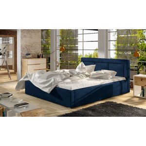 Eltap Čalouněná postel Belluno dřevěný rám Materiál a barva potahu: Kronos 09 - tmavě modrá, Rozměry (cm): 160x200