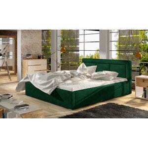 Eltap Čalouněná postel Belluno dřevěný rám Materiál a barva potahu: Kronos 19 - tmavě zelená, Rozměry (cm): 140x200