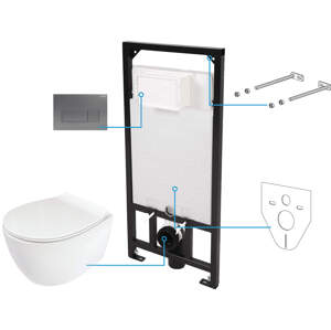 Deante WC set Silia 6v1, podomítkový systém + toaleta - CDLT6ZPW
