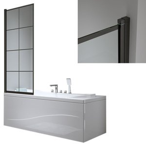 BPS-koupelny Jednodílná vanová zástěna HYD-PR02 70x140 černá/transparent
