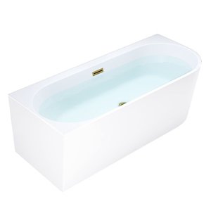 BPS-koupelny Volně stojící rohová akrylátová vana HYD-MER509C levá 160x75 bílá, odtokový komplet zlatý