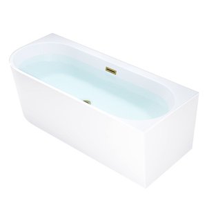 BPS-koupelny Volně stojící rohová akrylátová vana HYD-MER509C pravá 160x75 bílá, odtokový komplet zlatý