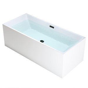 BPS-koupelny Volně stojící akrylátová vana HYD-SAN507A 150x75 bílá, odtokový komplet černý