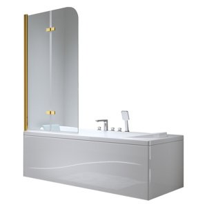 BPS-koupelny Dvoudílná vanová zástěna HYD-PR04 100x140 zlatá/transparent