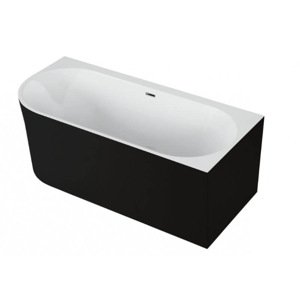 Polimat Akrylátová volně stojící vana ke stěně Sola 160x75 P/L Barva: Bílá/černá mat, Rozměry (cm): 160x75, Orientace: Pravá