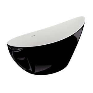 Polimat Akrylátová volně stojící vana Zoe 180x80 Barva: Bílá/černá lesk, Rozměry (cm): 180x80