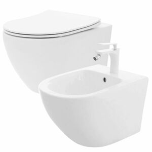 REA/S SET závěsné WC Carlo Flat Mini Rimless + Bidet Carlo Mini REA-C2760 + REA-C2276