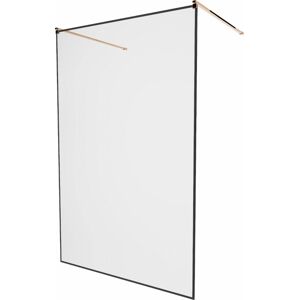 MEXEN/S KIOTO samostatně stojící sprchová zástěna 100 x 200, transparent/černá vzor 8 mm, růžové zlato 800-100-002-60-70