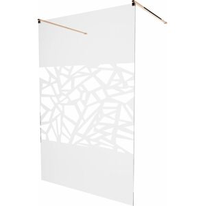 MEXEN/S KIOTO samostatně stojící sprchová zástěna 100 x 200, transparent/bílá vzor 8 mm, růžové zlato 800-100-002-60-85