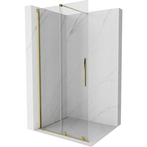 MEXEN/S Velar posuvné sprchové dveře Walk-in 75, transparent, zlatá 871-075-000-03-50