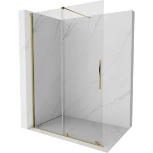 MEXEN/S Velar posuvné sprchové dveře Walk-in 140, transparent, zlatá 871-140-000-03-50