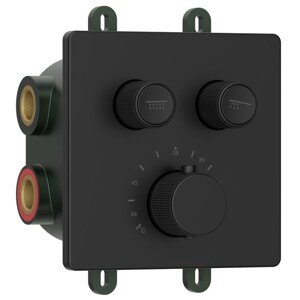 SAPHO SMARTSELECT podomítková sprchová termostatická baterie, box, 2 výstupy, černá mat RP042B