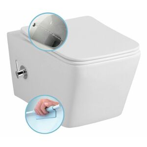 SAPHO PORTO CLEANWASH závěsná WC mísa Rimless, integrovaná baterie a bidet. sprška, 36x5cm, bílá PZ102RX