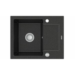 MEXEN Enzo granitový dřez 1-mísa dřez s vypouštěním krátký Board 576x465 mm, černá skvrnité 6506571005-76