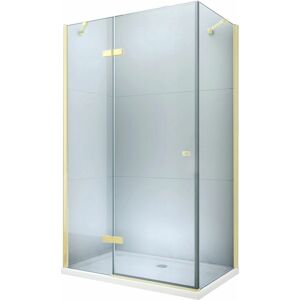 MEXEN/S Roma sprchový kout otevírací 120x80, sklo transparent, zlatá + vanička 854-120-080-50-00-4010